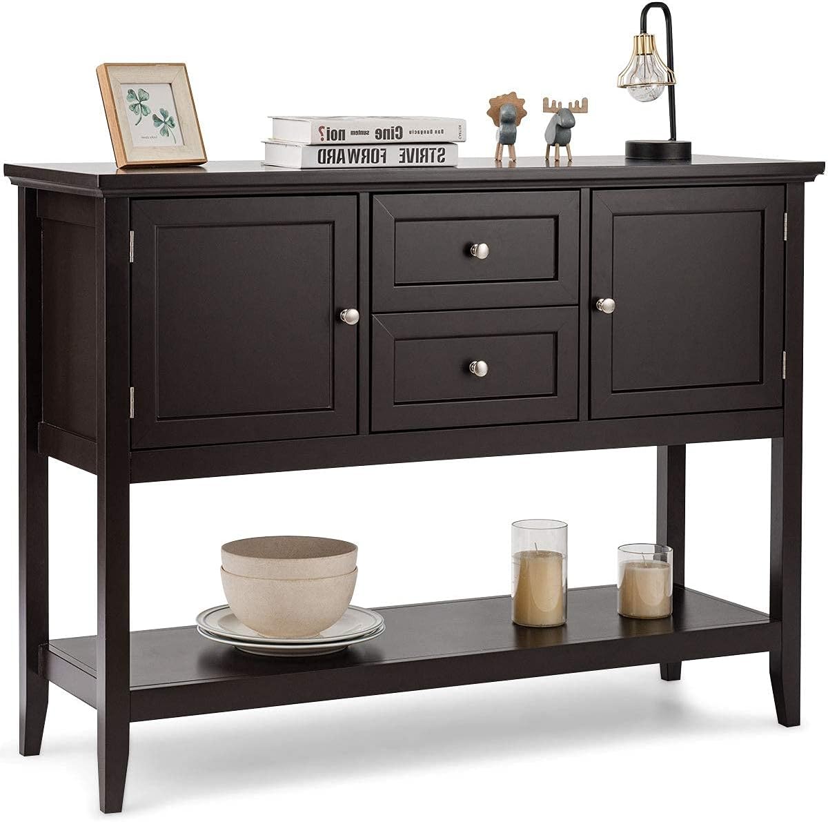 Grey Wooden Buffet Sideboard with 2 Drawers and 2 Cabinets P3165