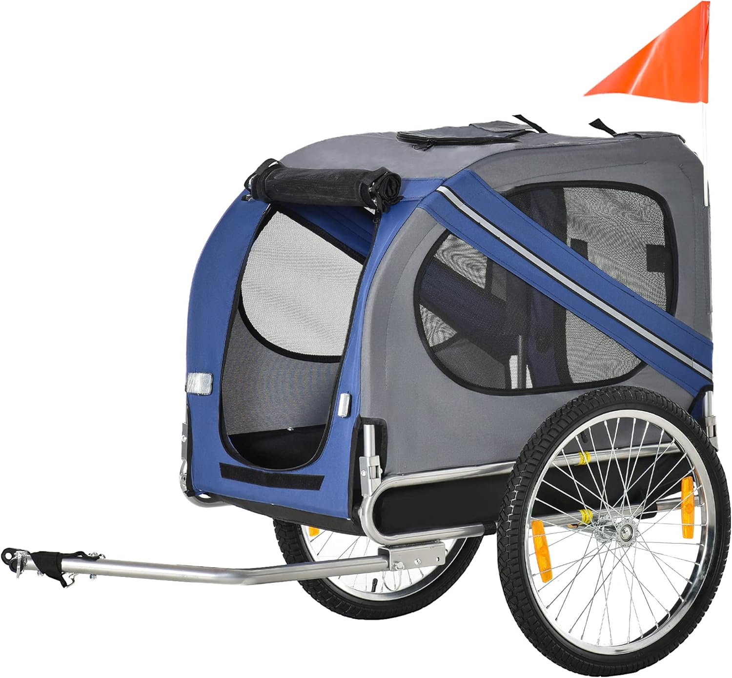 Red/Black Dog Bike Trailer Pet Cart Bicycle Wagon Cargo Carrier with 3 Entrances Large Wheels Mesh Screen F15663