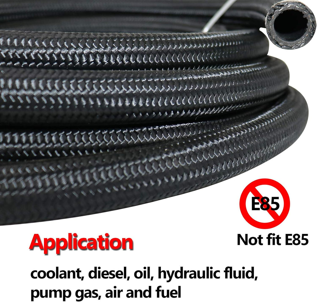 5/8" 10AN 20FT Nylon Stainless Steel Braided Fuel Line Kit M810026