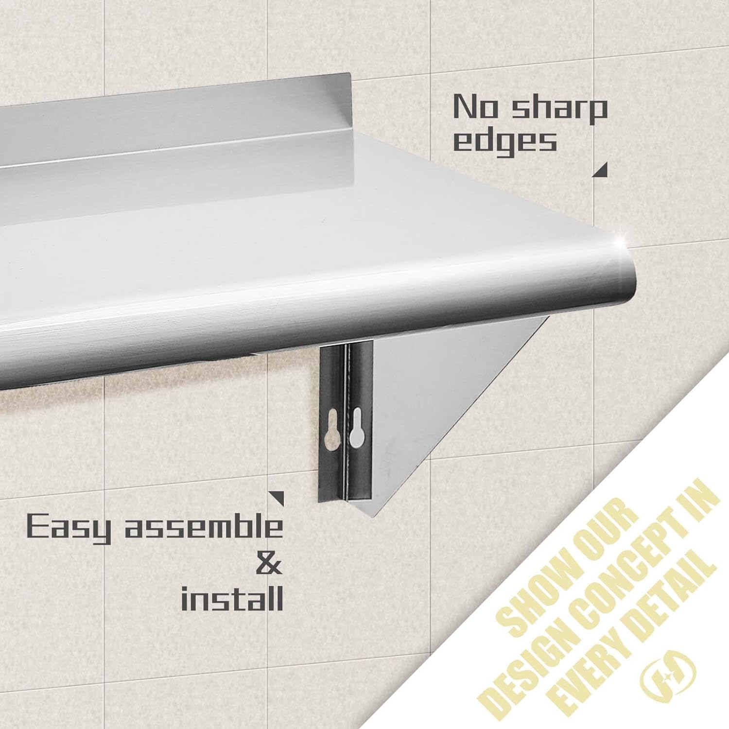 Stainless Steel Wall Mount Floating Shelving T5437