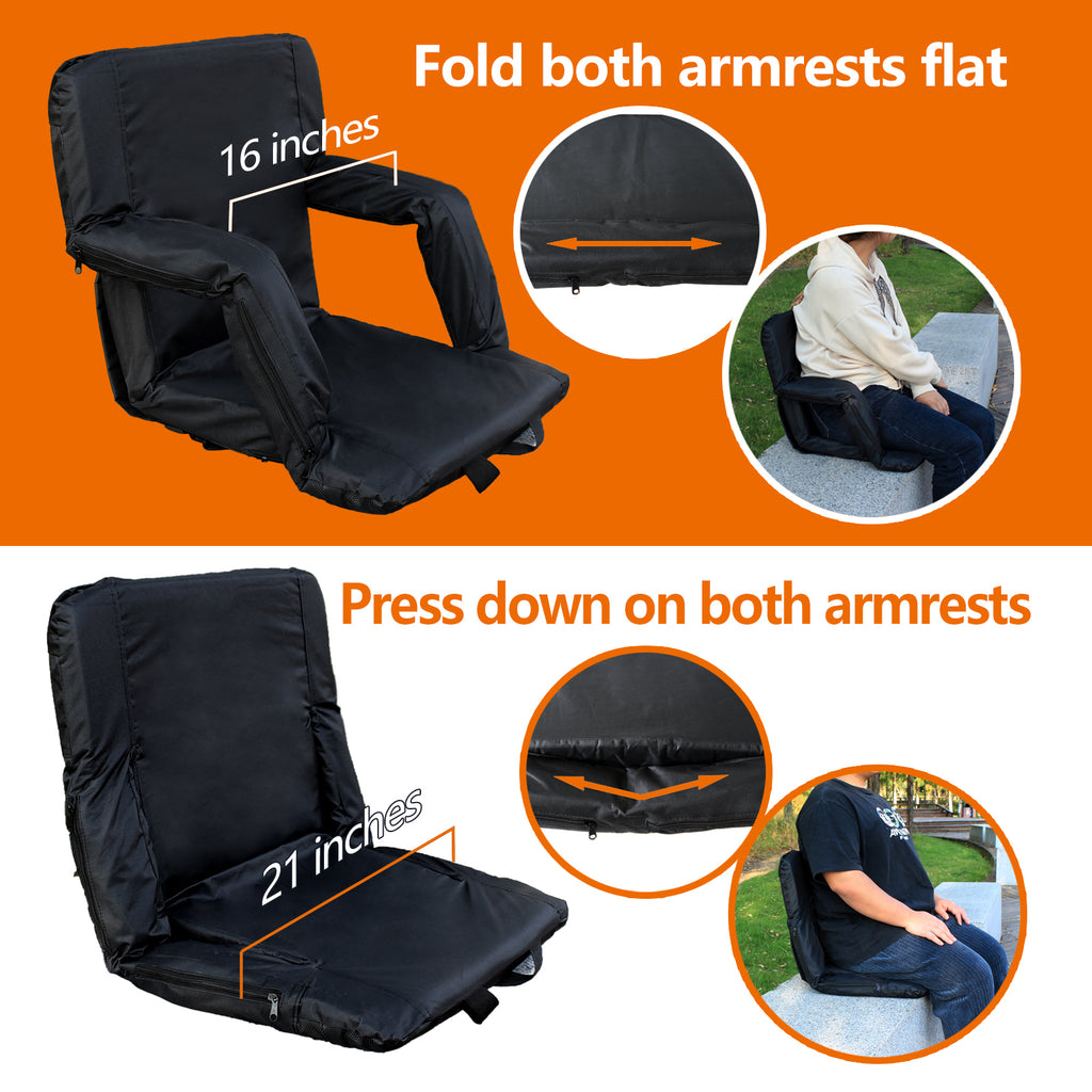 Double Heated Stadium Seat with Back Support, 21" Extra Wide Folded Bleacher Chair F370