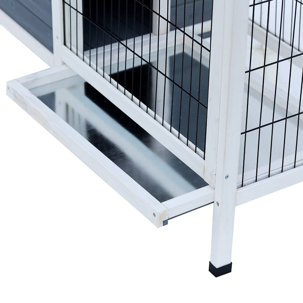 36x22 Raised Outdoor Wooden Rabbit Hutch with Enclosed Run A8651