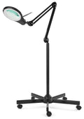 White LED Magnifying Floor Lamp with 5 Wheels Rolling Base, 5 Diopter, Dimmable, 5 Inches Diameter Lens L9769