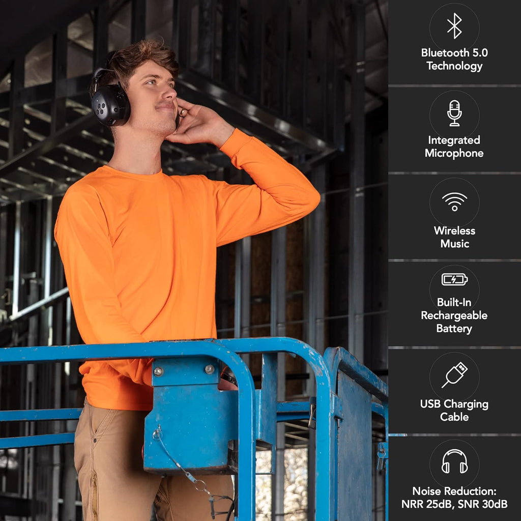 Bluetooth 5.0 Noise Reduction Safety Earmuffs with Adjustable Headband Q487050