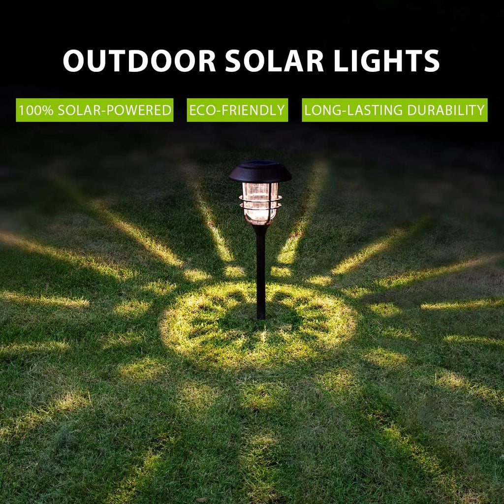 4 Pack Solar Glass and Metal Path Lights A866958