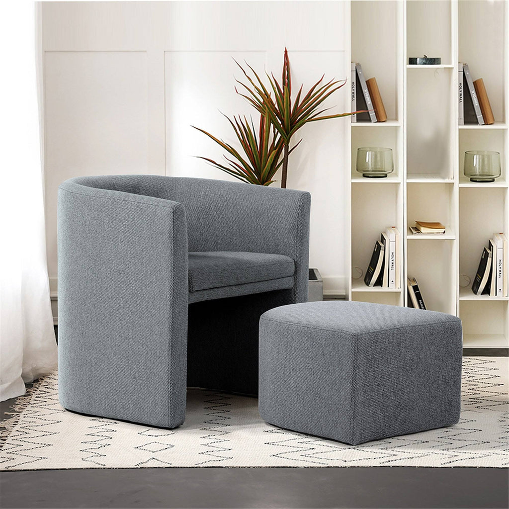 Blue Accent Chair with Ottoman F68679