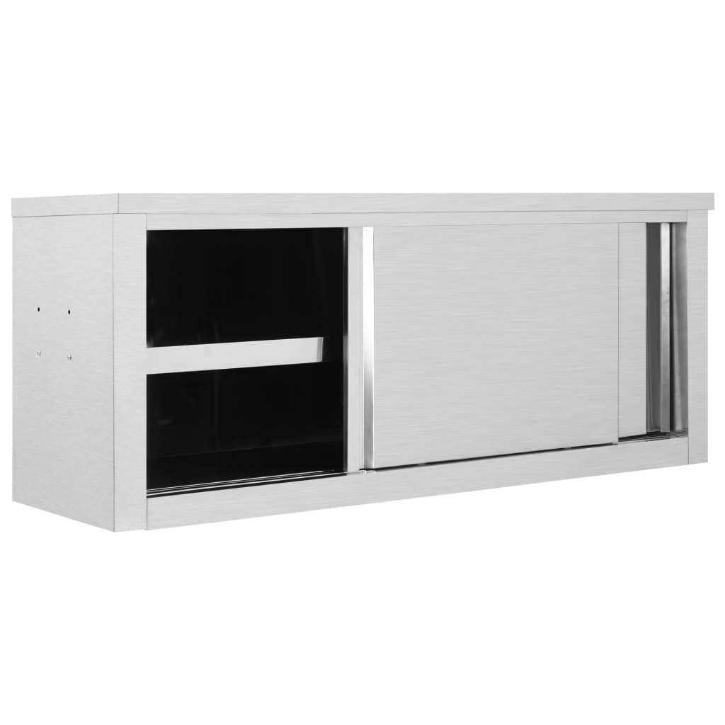 Kitchen Wall Cabinet with Sliding Doors Stainless Steel O664500