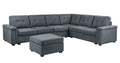 Gray Woven Fabric 7-Seater Sectional Sofa with Ottoman N11940