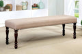 Cherry Brown Wooden Bench with Padded Fabric Seat P749797