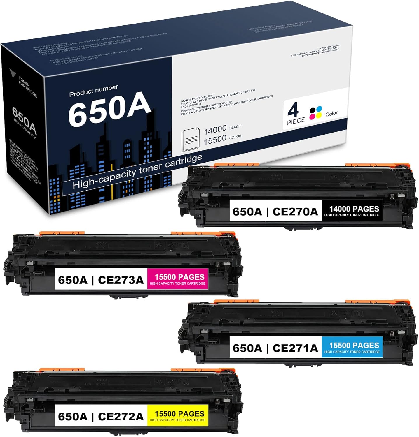 4 Pack Remanufactured Toner Cartridge for HP Enterprise Printers I510