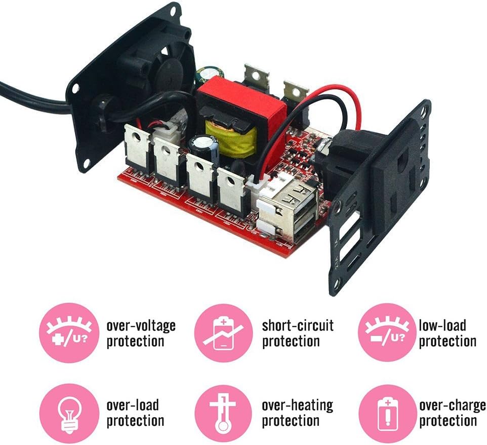 150W Car Power Inverter 12V DC to 110V AC Converter with 3.1A Dual USB, Pack of 2 U3894