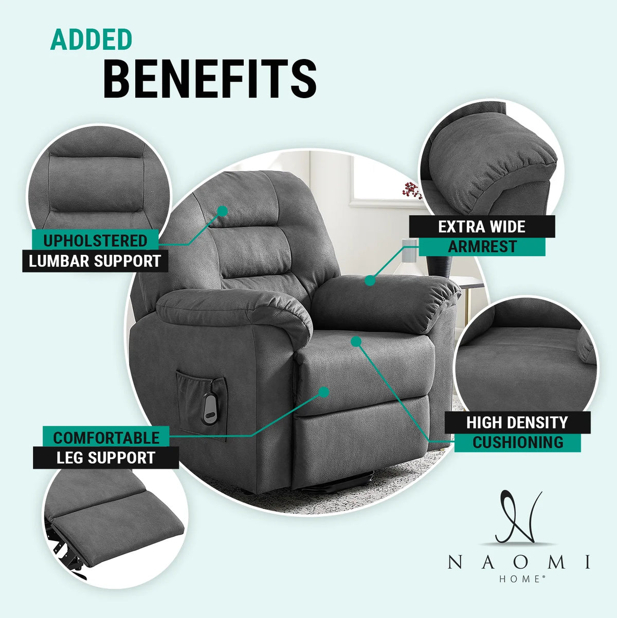 Gray Electric Lift Recliner Chair with Footrest N130143