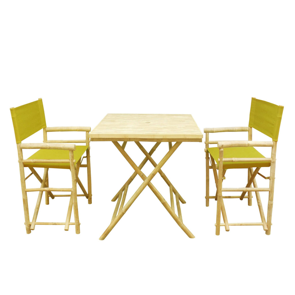 3 Piece Square Folding Bamboo Patio Dining Set N84426