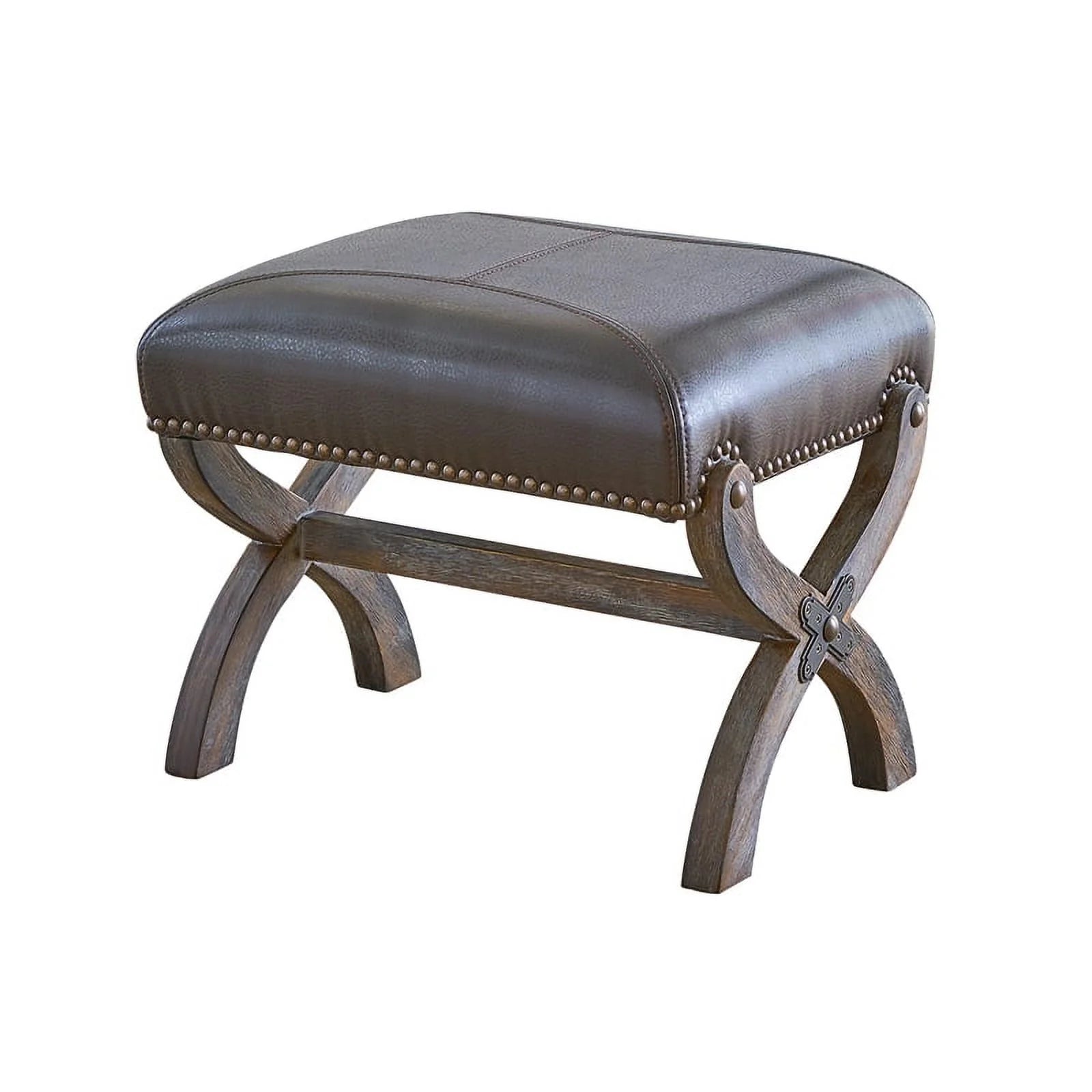 Gray Leather Chair & Ottoman Set B876