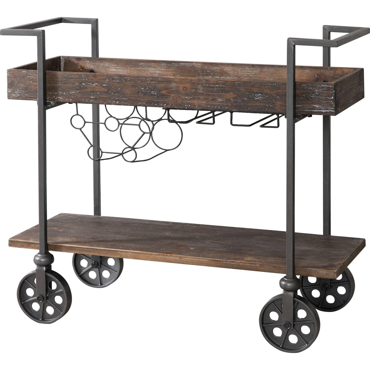 Black Wheeled Bar Cart B975