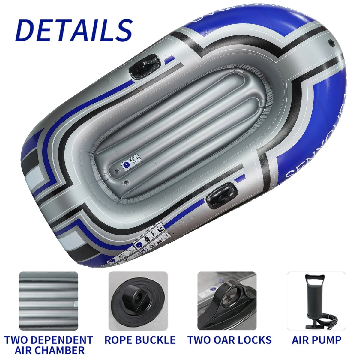 2 Person 74 inch Inflatable Fishing Boat with 2 Oars and Pump C91101