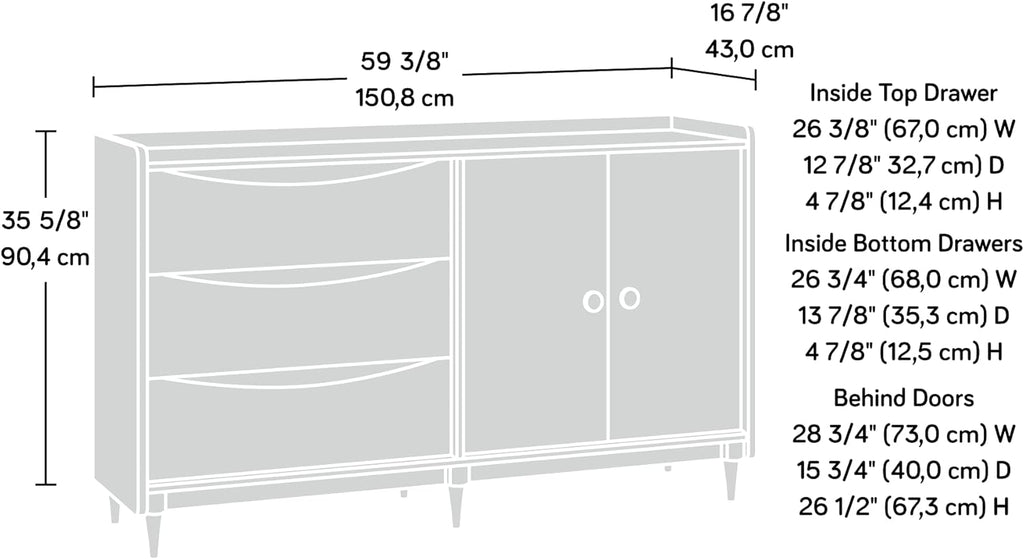 TV & Media Credenza with Drawers H21104