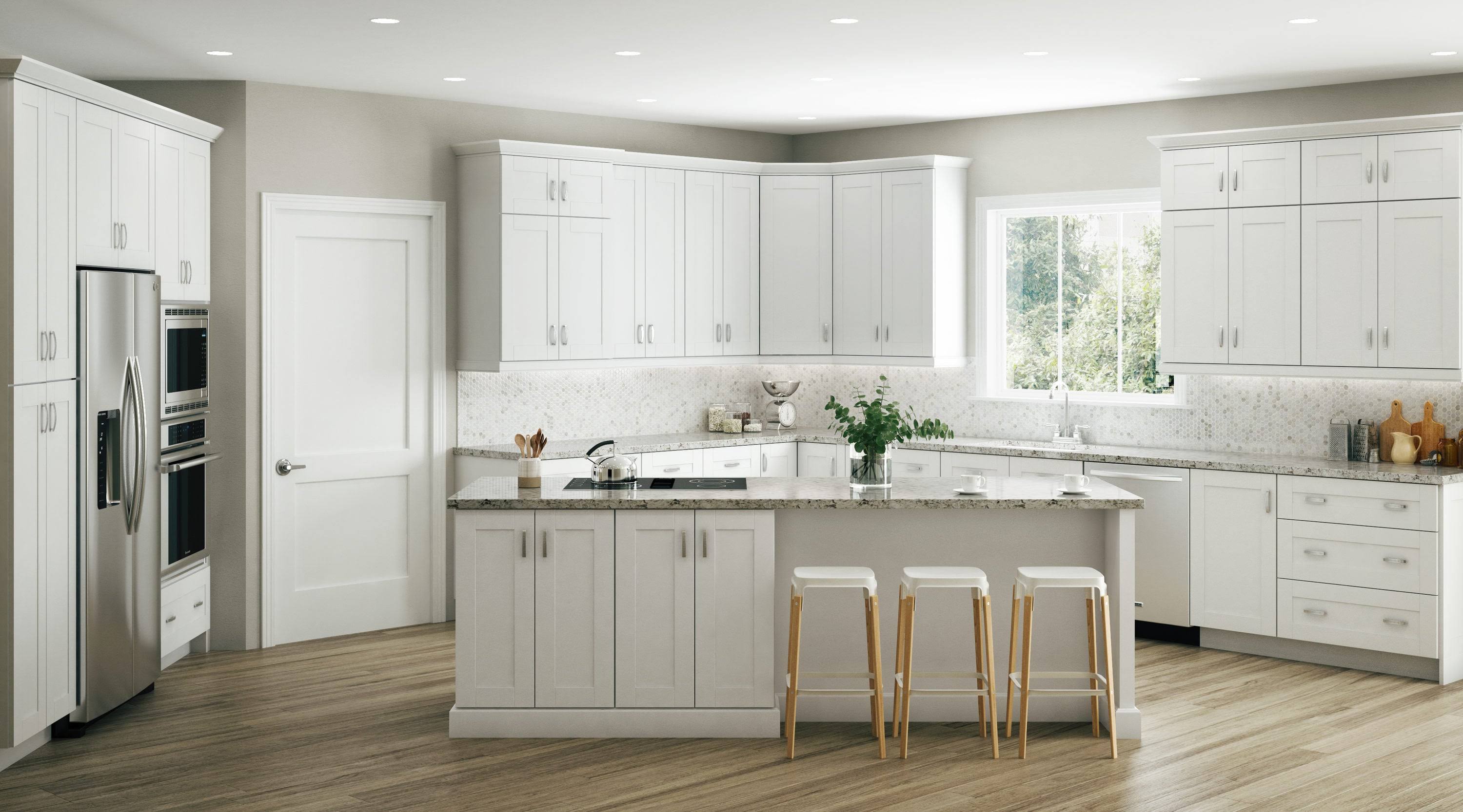 Vesper White Shaker Assembled Plywood Base Kitchen Cabinet with Soft Close H60204