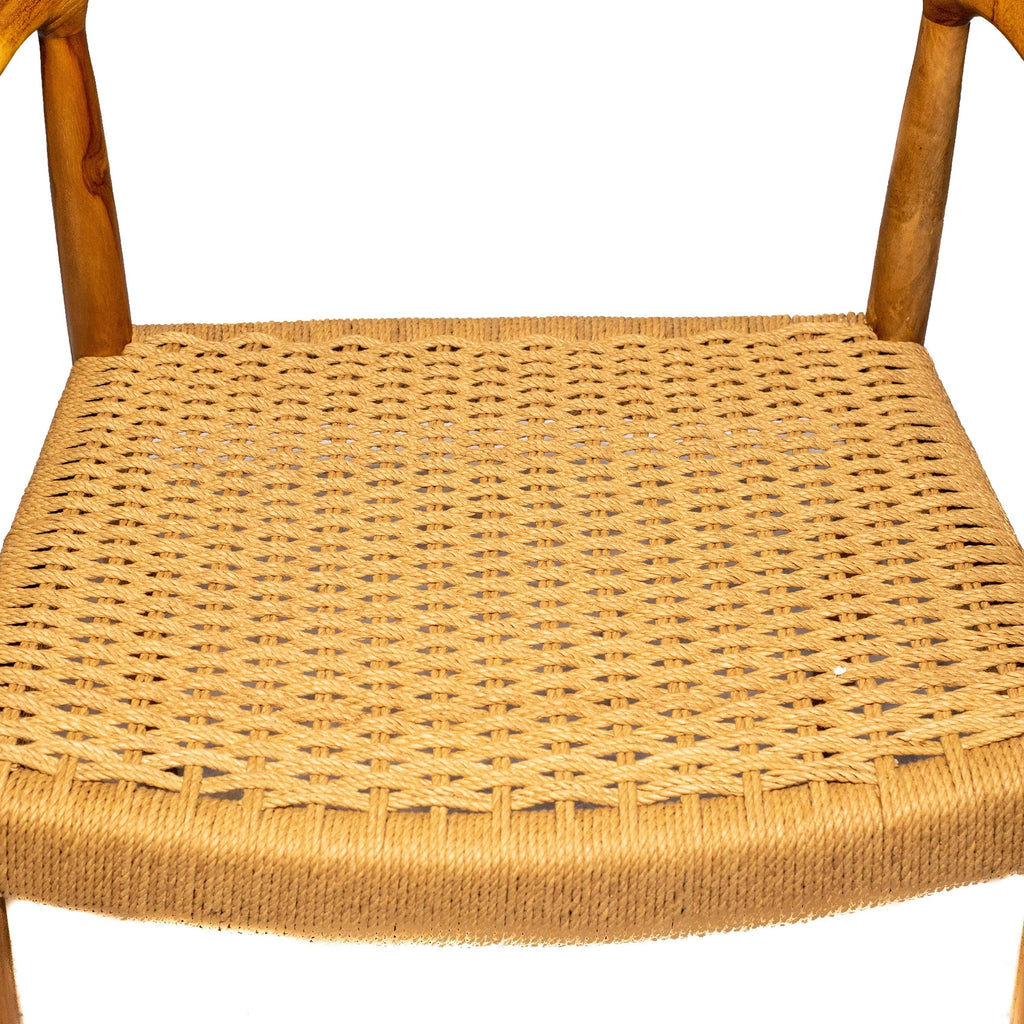 Natural Teak Wood Arm Chair with Rattan Seat K689