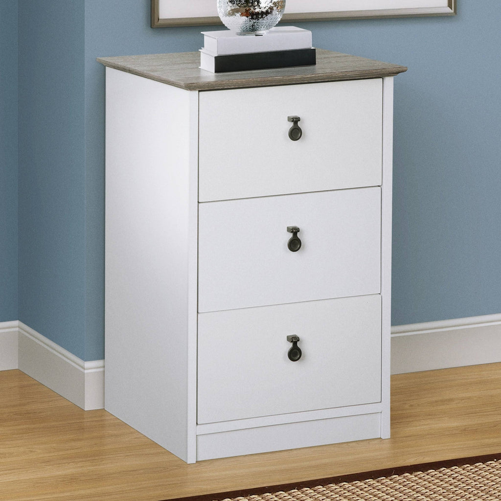 White Gray Oak 3-Drawer Filing Cabinet T543439