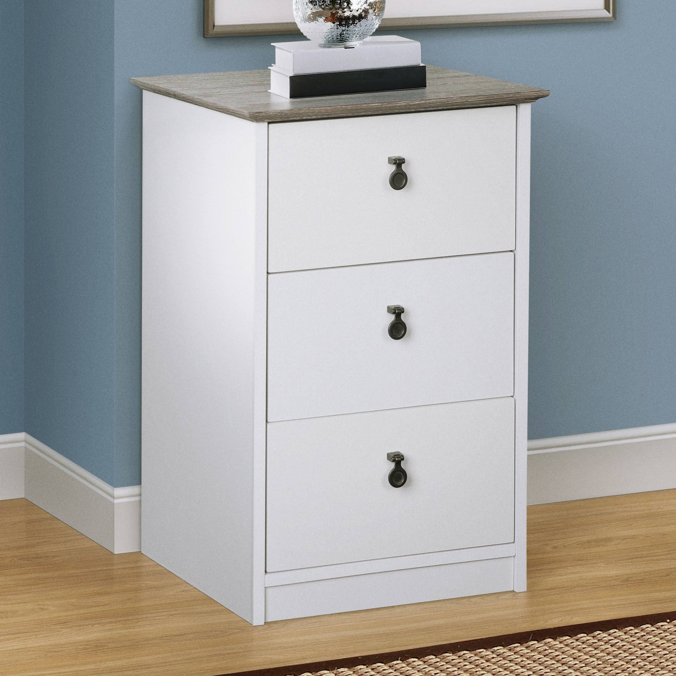 White Gray Oak 3-Drawer Filing Cabinet T543439