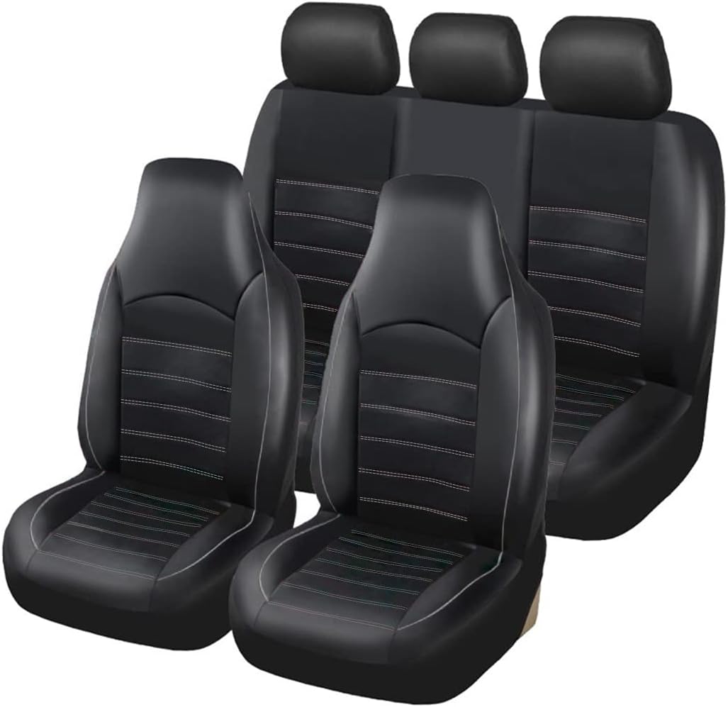 Gray PU Leather Full Set Car Seat Covers T63836