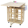 Drop Leaf Kitchen Utility Cart with 2 Stools D230