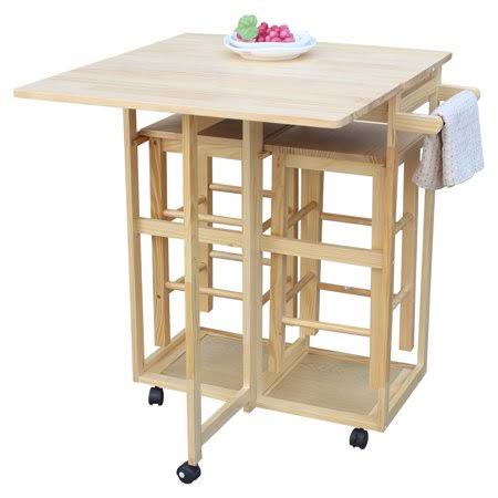 Drop Leaf Kitchen Utility Cart with 2 Stools D230