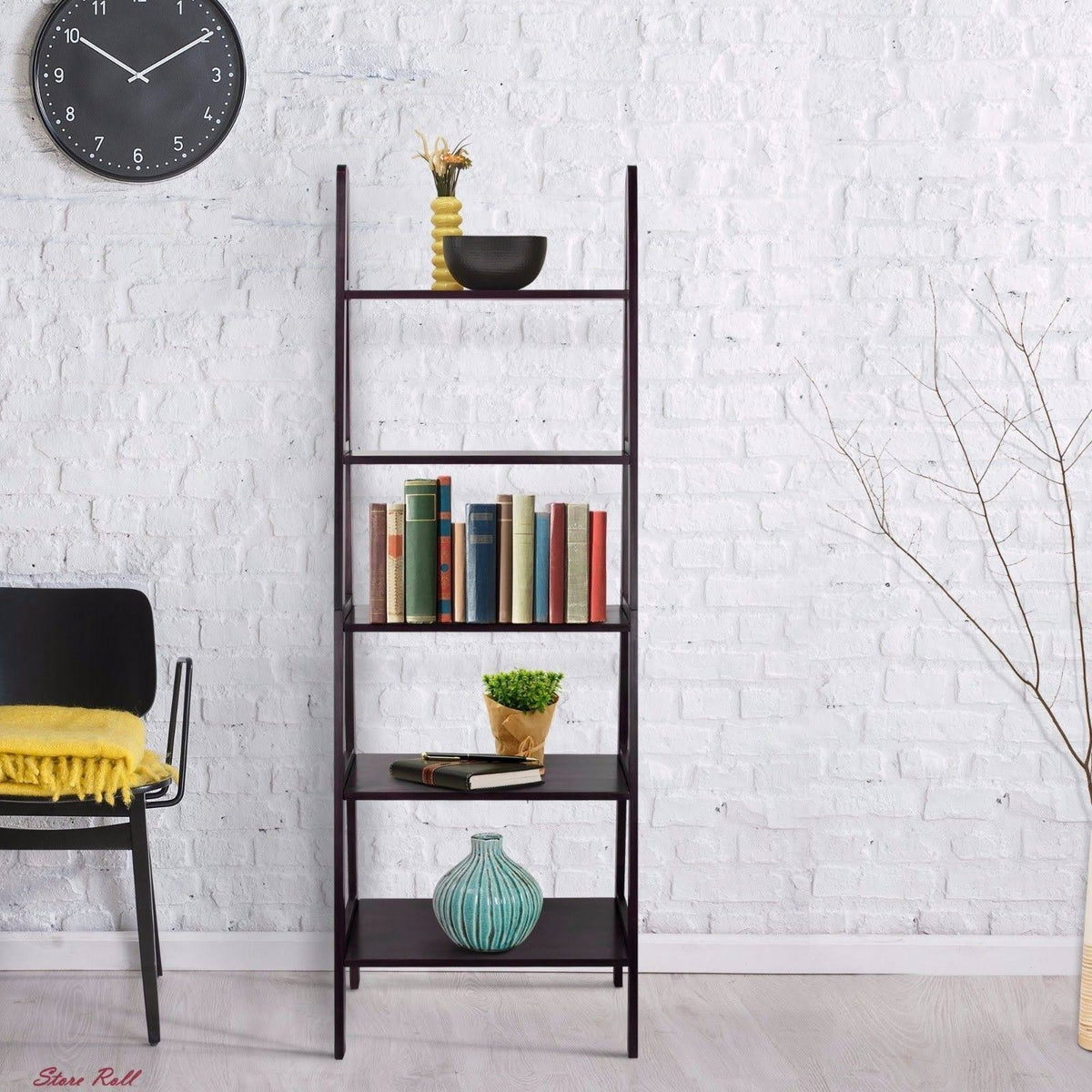 5 Shelf Ladder Bookcase, Espresso O27223