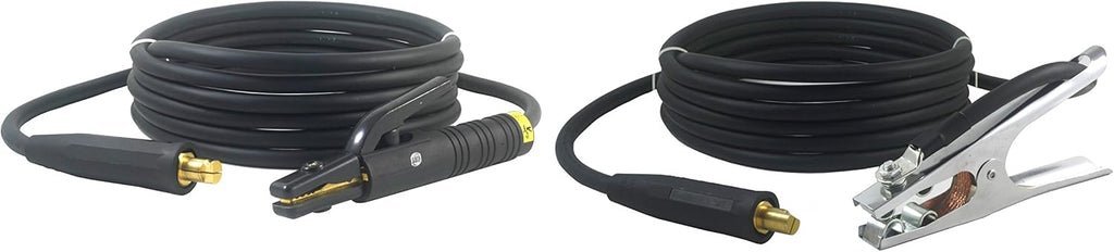 200 Amp Welding Leads Assembly Set with Dinse Connector, #2 AWG Cable, 15 Feet Each Lead J4491