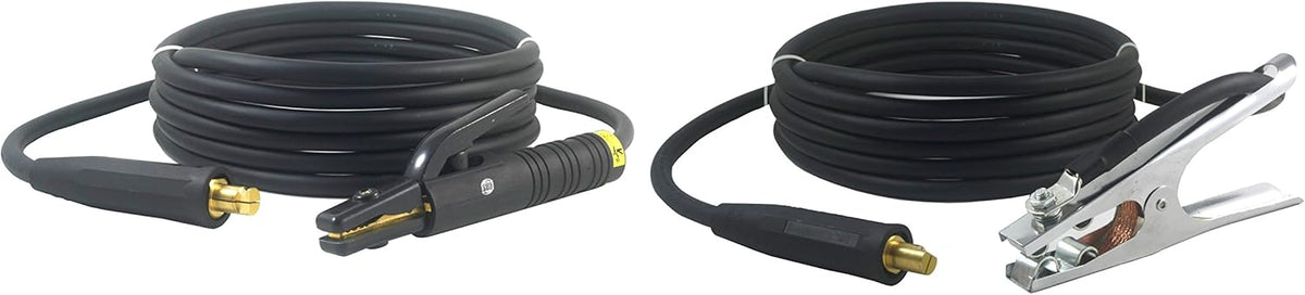 200 Amp Welding Leads Assembly Set with Dinse Connector, #2 AWG Cable, 15 Feet Each Lead J4491