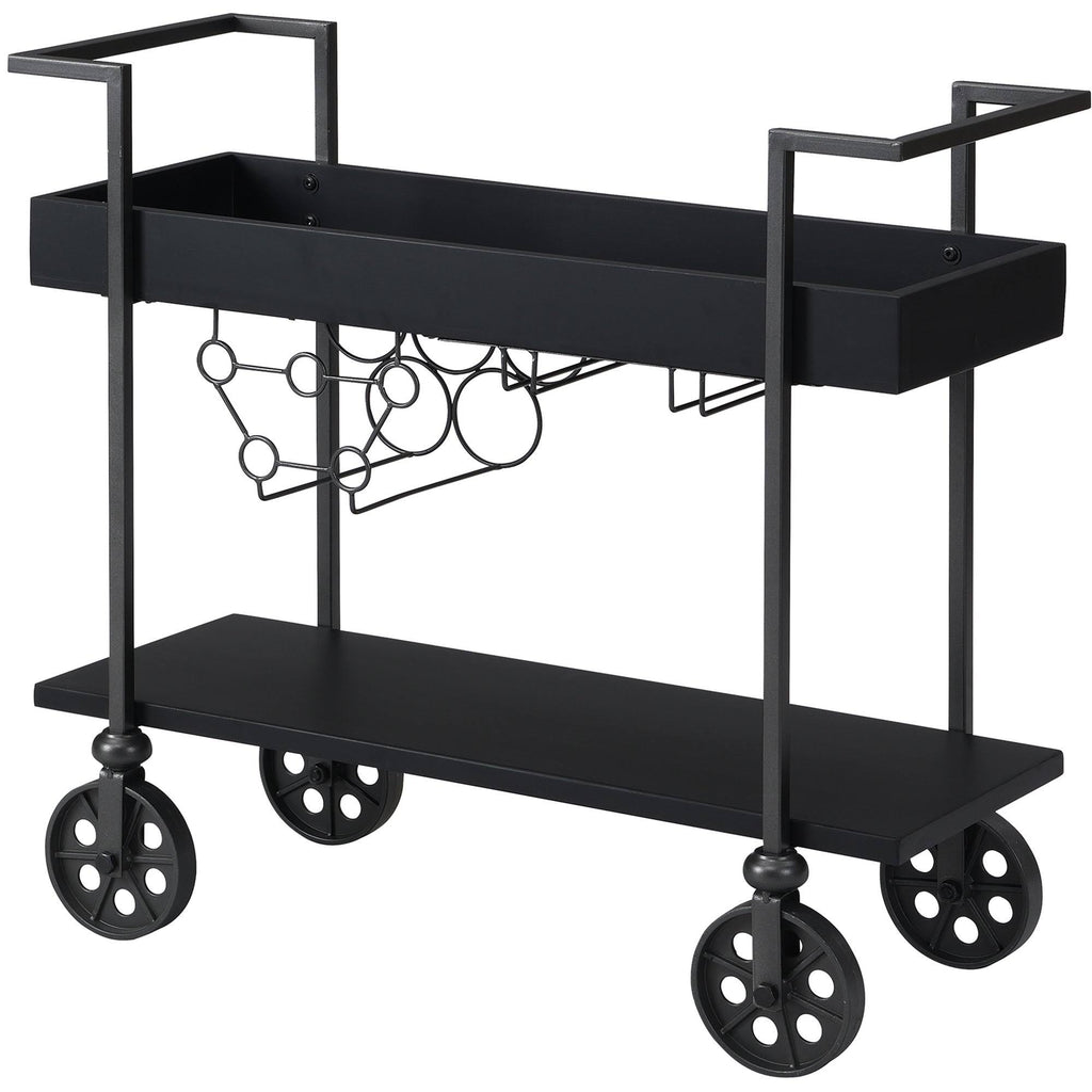 Black Wheeled Bar Cart B975