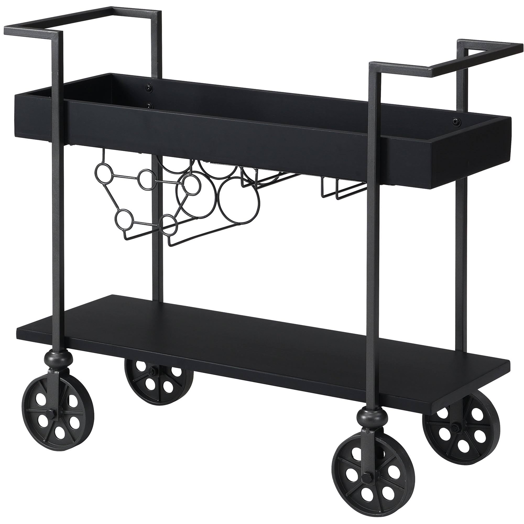 Black Wheeled Bar Cart B975
