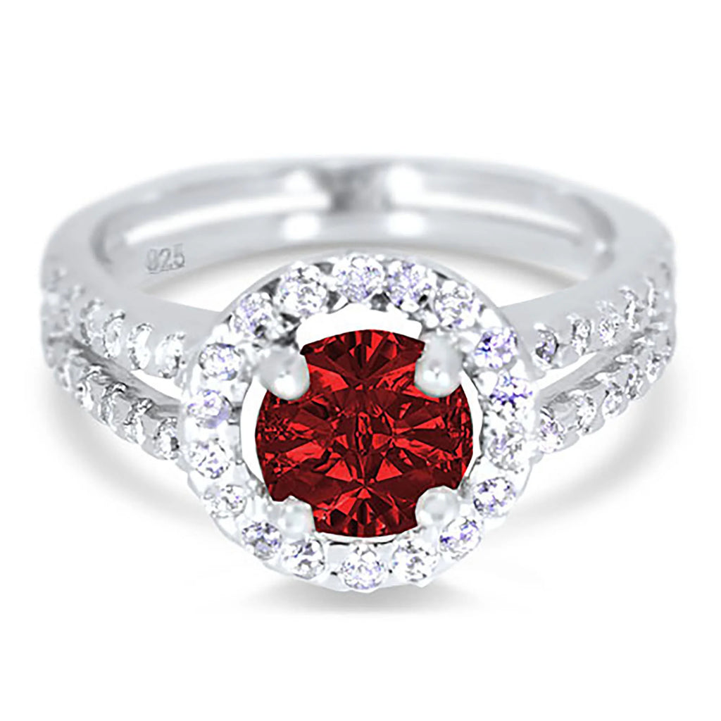 Ruby Red CZ Titanium Couples Wedding Rings Set E99658