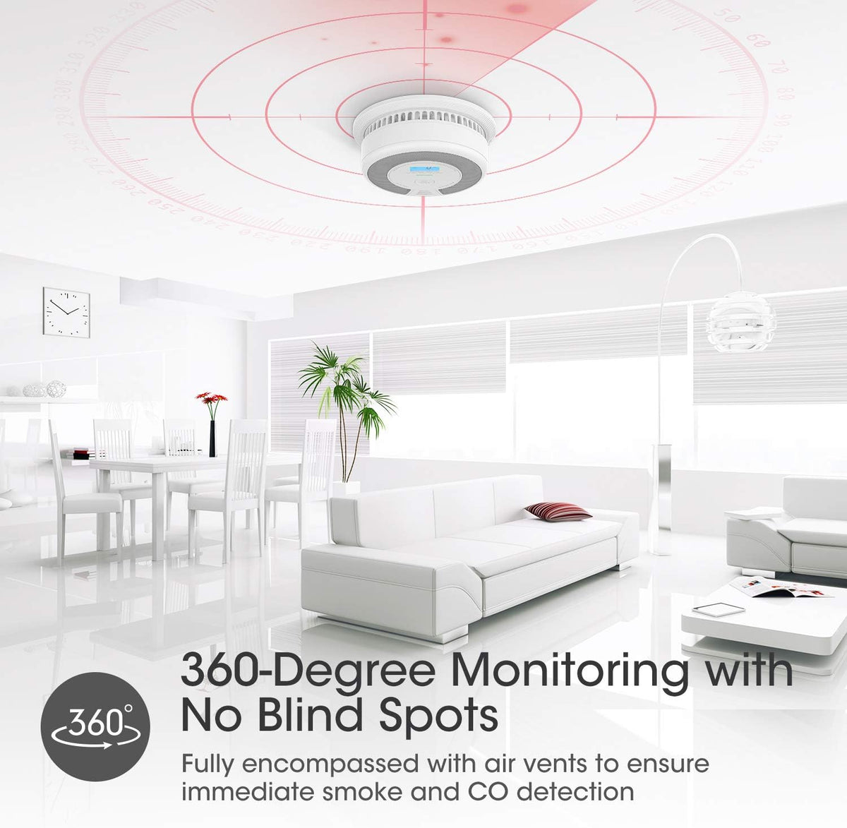 10-Year Battery Dual Sensor Smoke and Carbon Monoxide Detector Alarm with LCD Display, 5-Pack C500