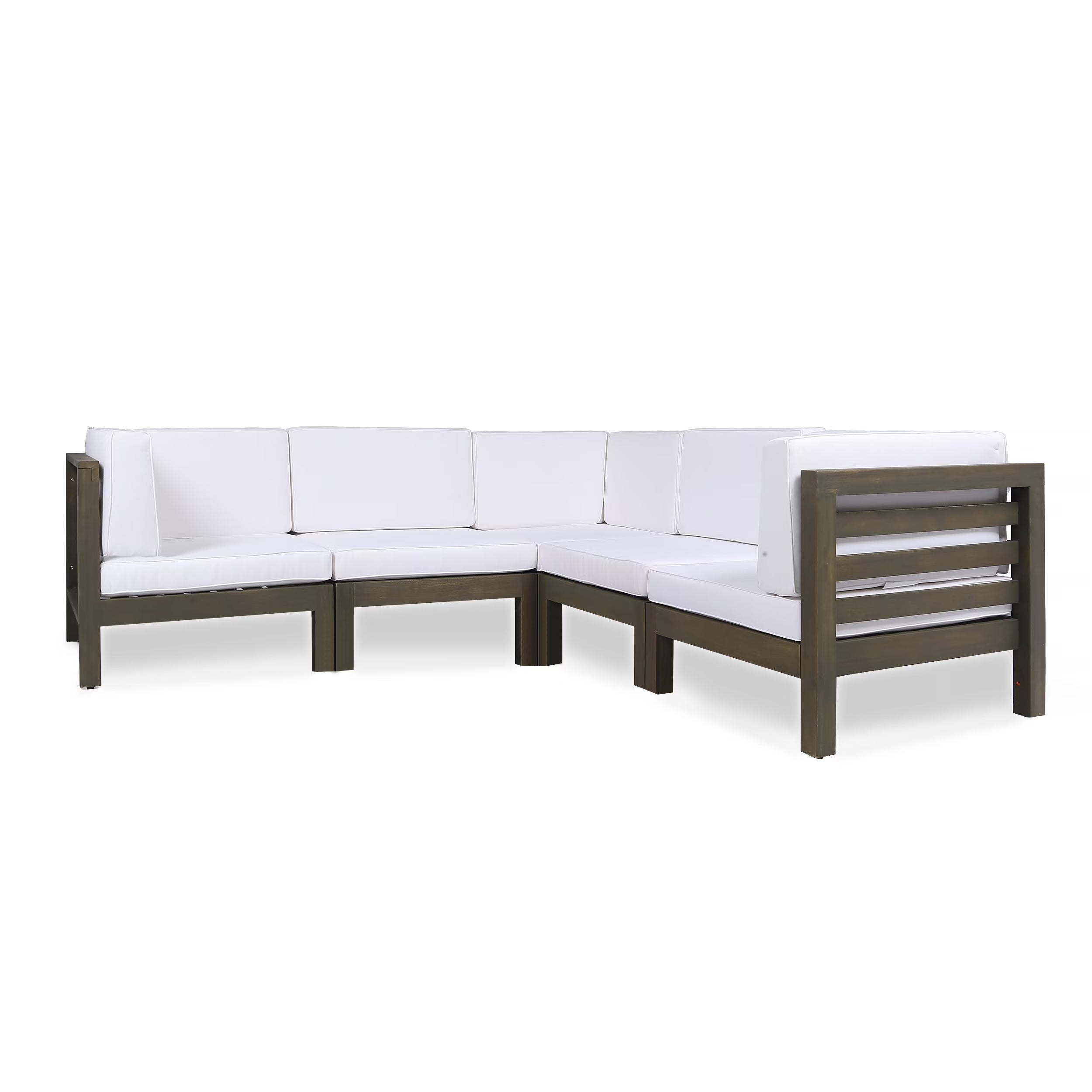 Gray Acacia Wood Sectional Sofa Set with Cushions A6286