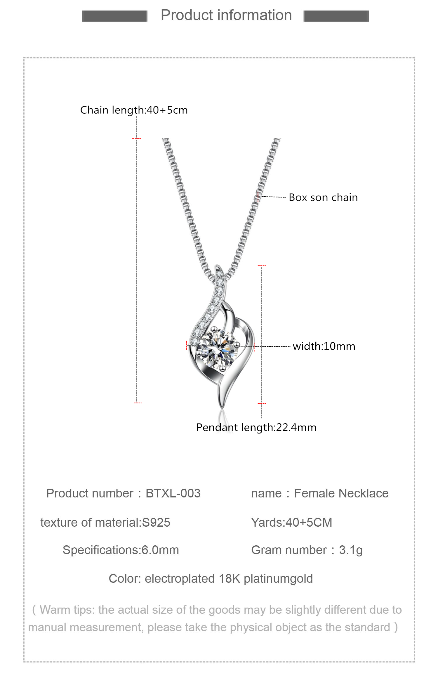 Moissanite Solitaire Necklace S925 Sterling Silver 1CT R448