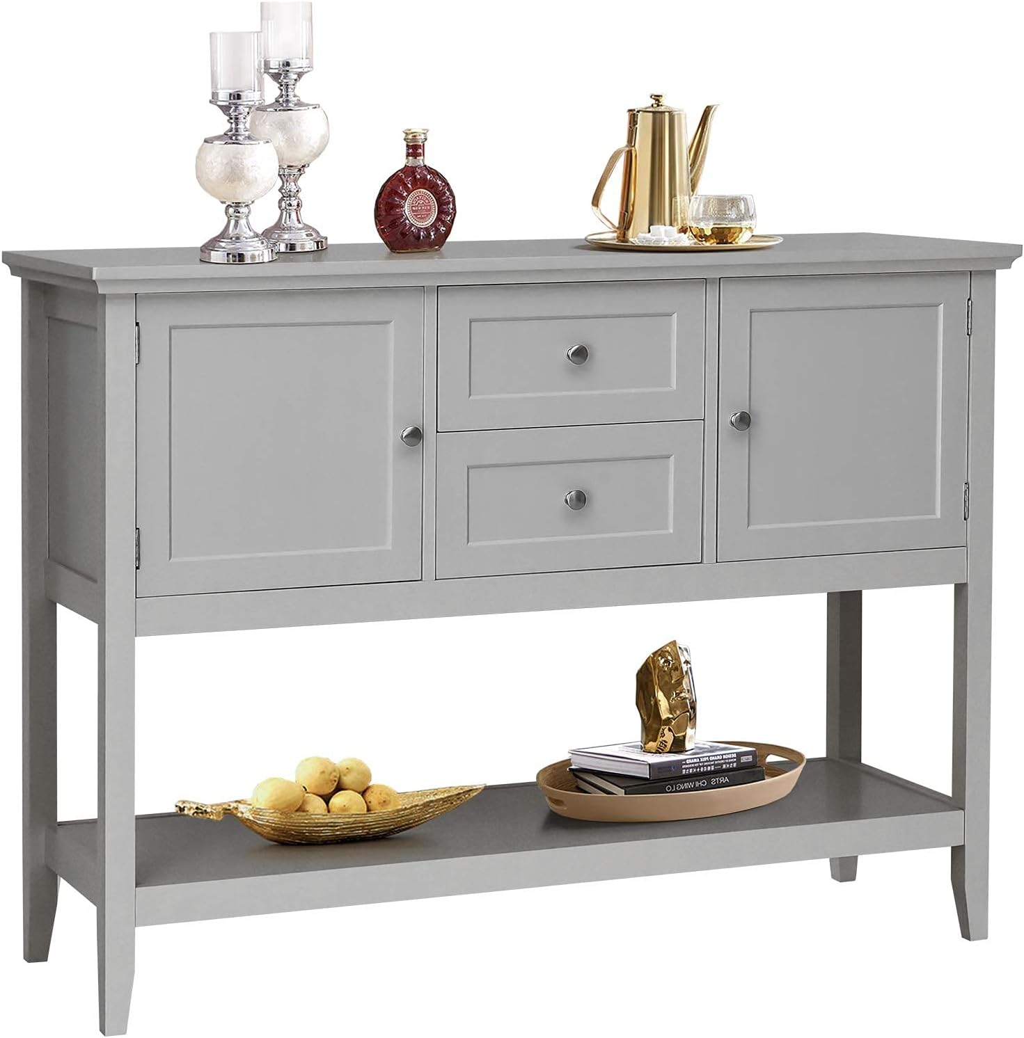 Grey Wooden Buffet Sideboard with 2 Drawers and 2 Cabinets P3165