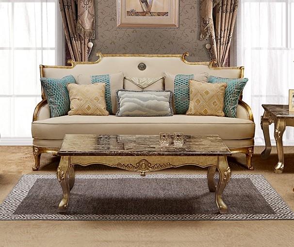 Gold & Light Beige 3Pcs Sofa Set R6565