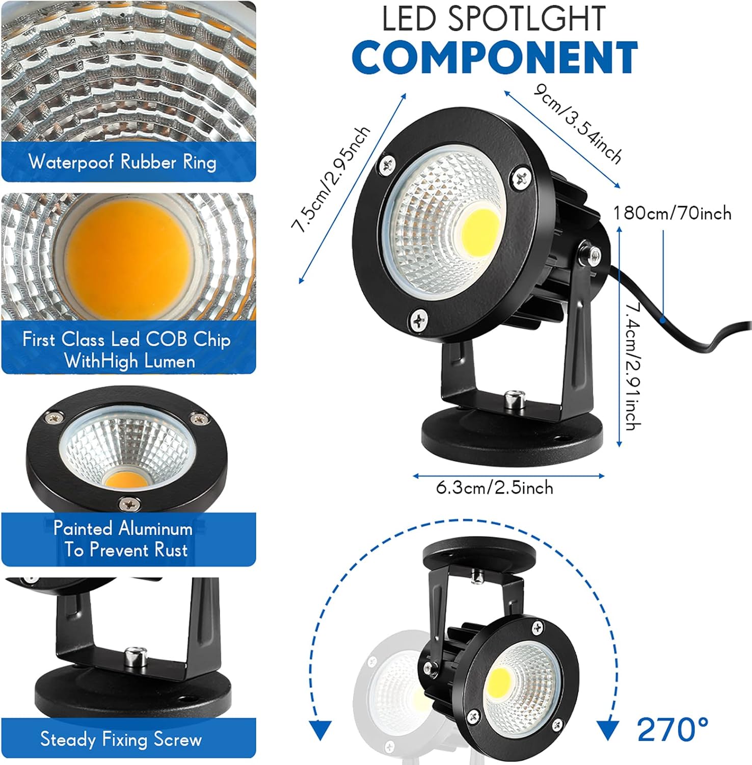 Warm White 12W LED Spot Lights (4 Pack) E556