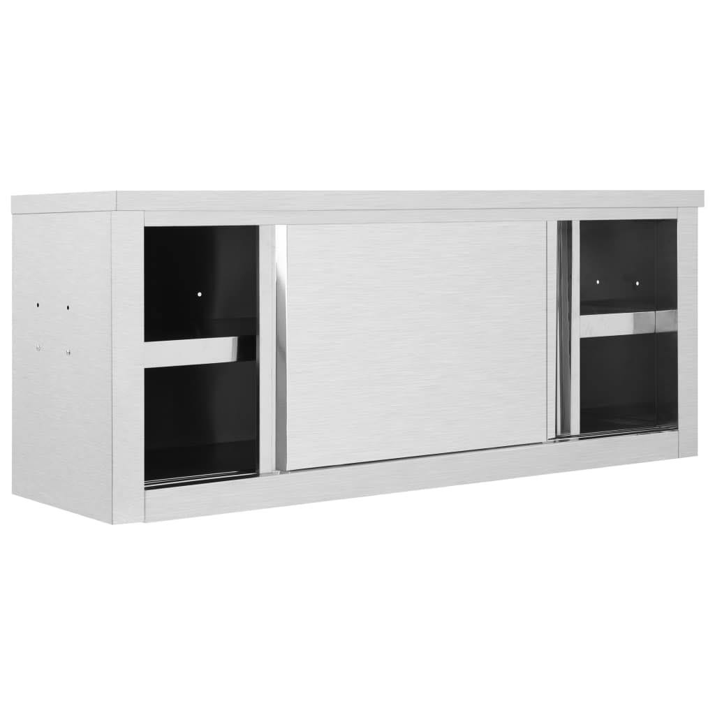 Kitchen Wall Cabinet with Sliding Doors Stainless Steel O664500