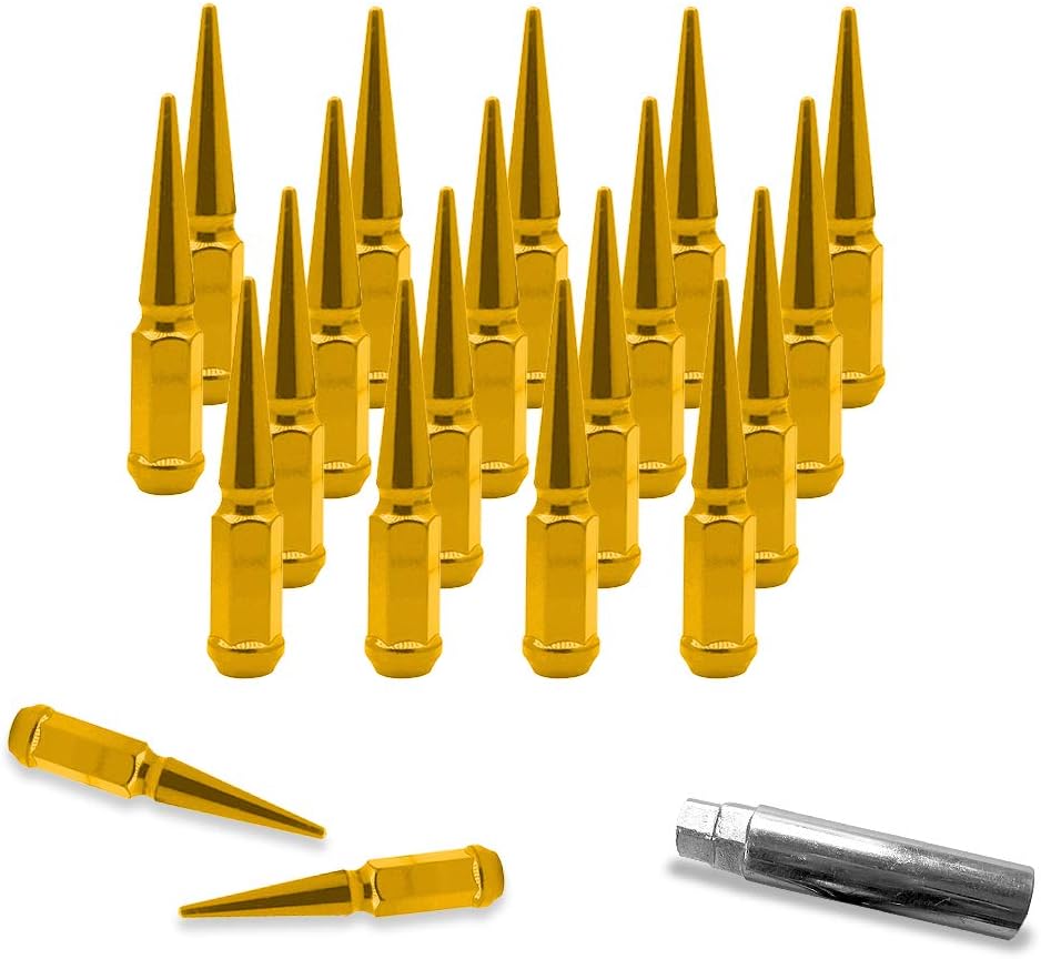 20PCs 9/16-18 Spike Purple Solid Steel Lug Nuts 4.5 INCHES Tall with Key Pack of 2 Q652900