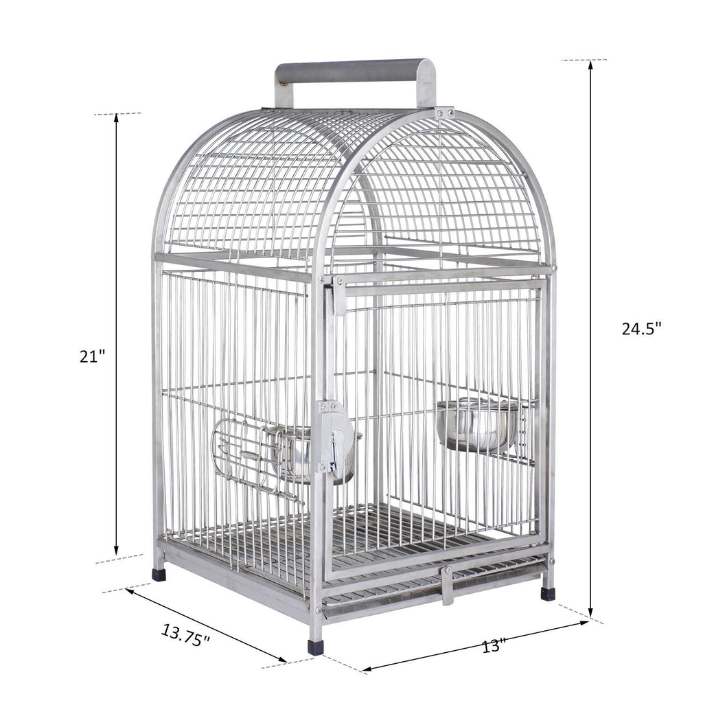 Stainless Steel Parrot Travel Cage Bird Cage Carrier with Handle Perch U919