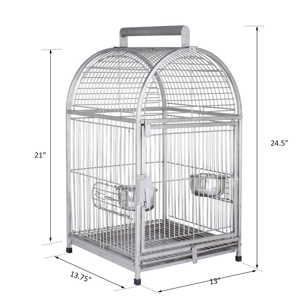 Stainless Steel Parrot Travel Cage Bird Cage Carrier with Handle Perch U919