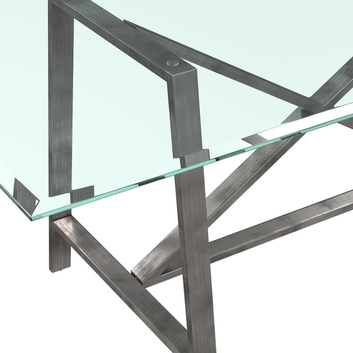 Rectangular Metal & Glass Dining Table in Pewter X641919