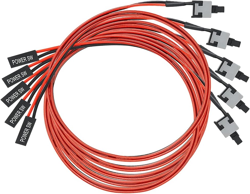 5pcs 2 Pin PC Power Cable Push Button ATX Computer Switch Wire Restart Switch 55CM P3175