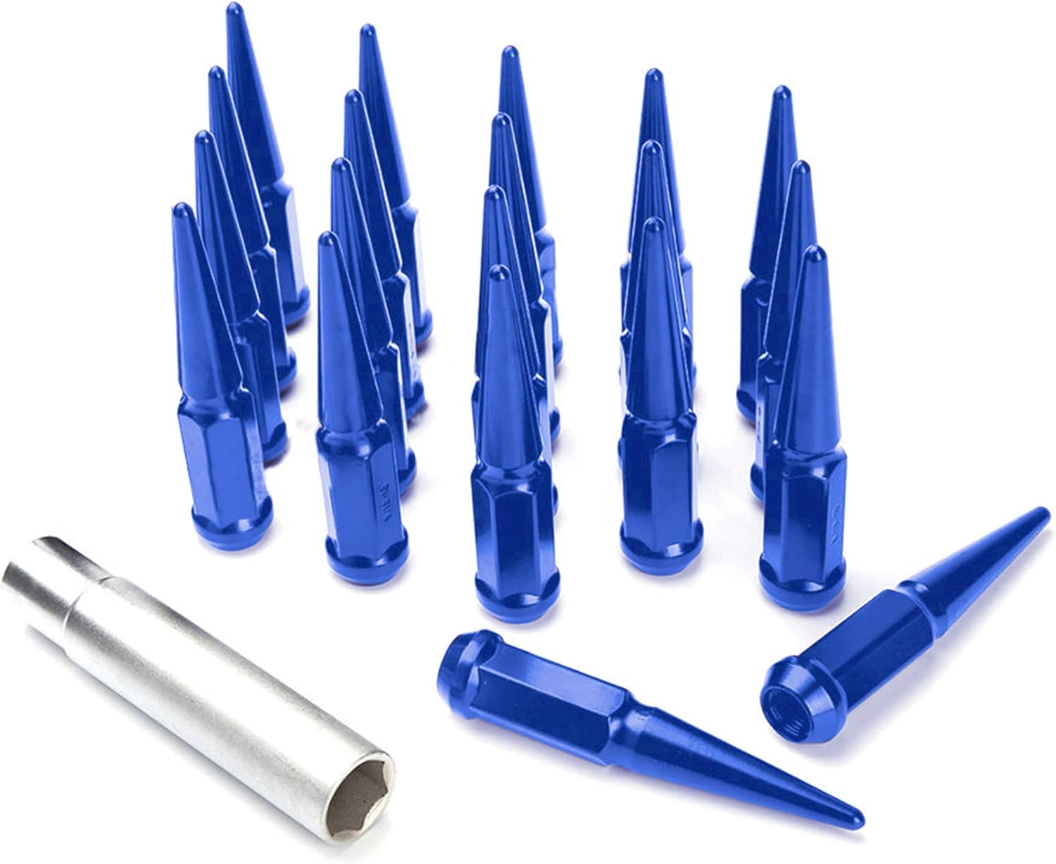 20PCs 9/16-18 Spike Purple Solid Steel Lug Nuts 4.5 INCHES Tall with Key Pack of 2 Q652900