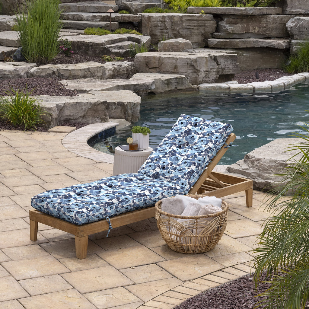 Blue Garden Floral Tufted Chaise Cushion M4006