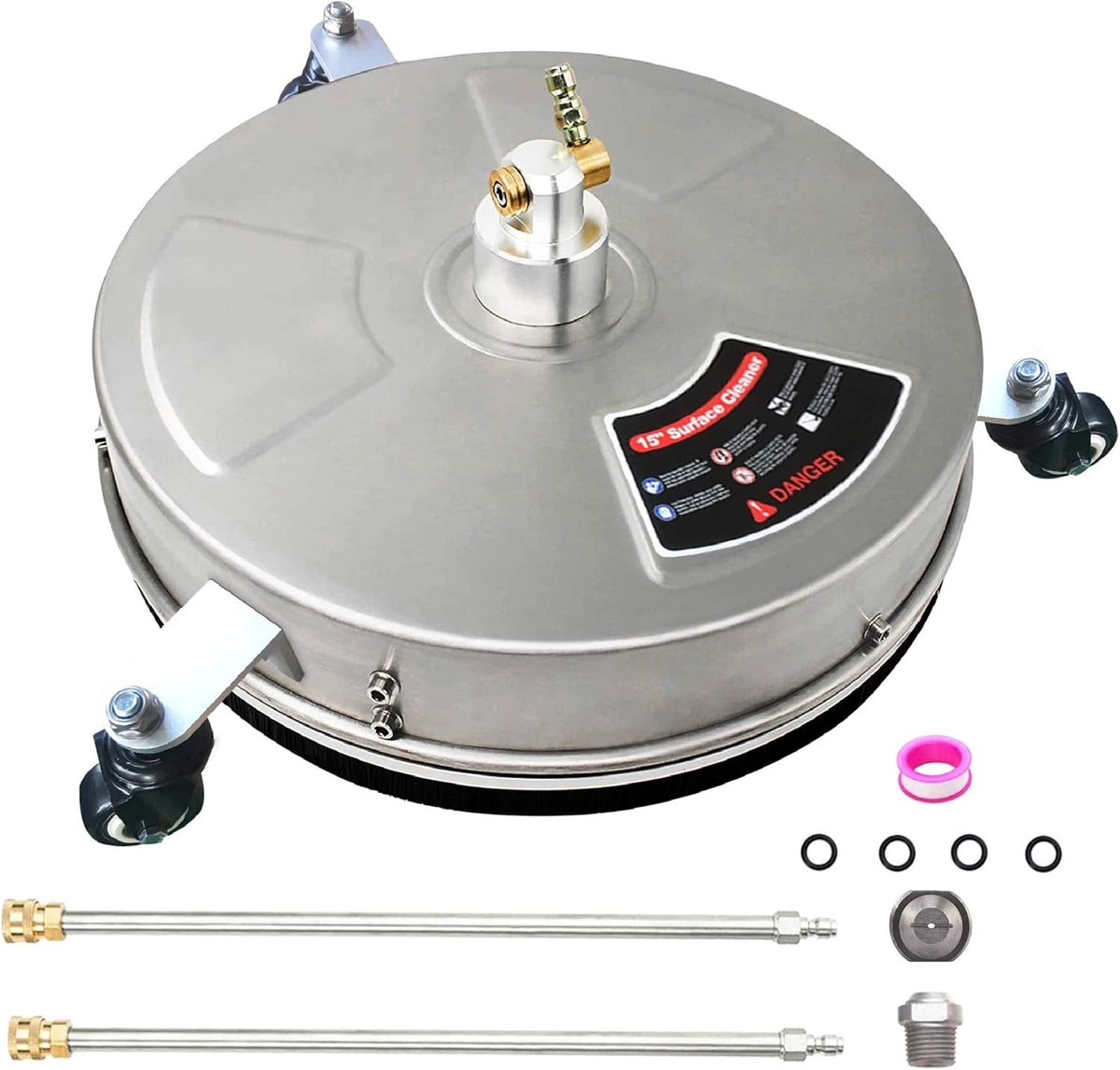 15" Stainless Steel Pressure Washer Surface Cleaner with 2 Extension Wand Attachments, 4000 PSI A57907