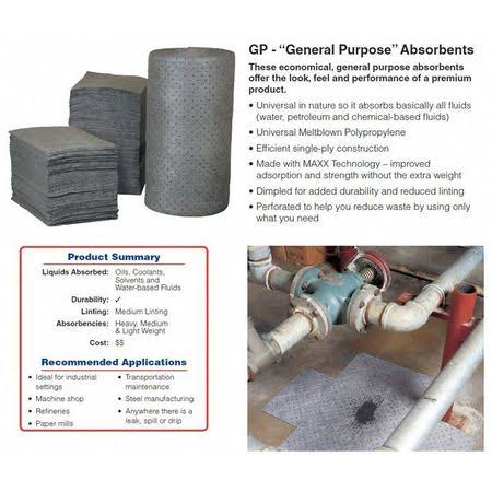 Gray Absorbent Pad, Universal, PK100 H3728